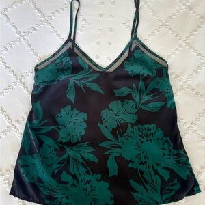 RVCA Teal and Black Floral Satin Cami